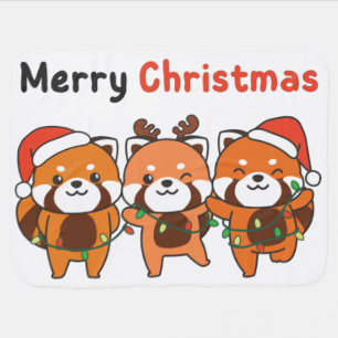 Red Panda Christmas Red Pandas Merry Christmas Bab Baby Blanket