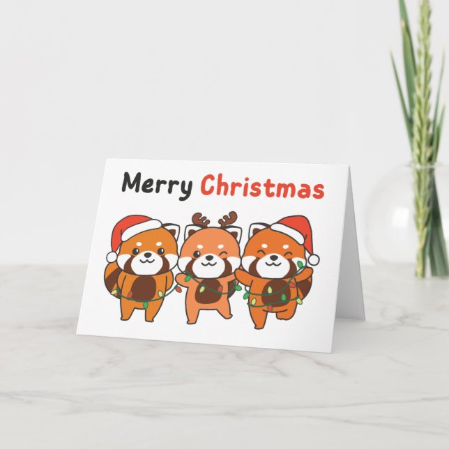 Red Panda Christmas Red Pandas Merry Christmas Hol Holiday Card (Front)