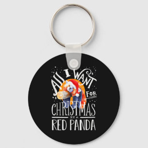 Red Panda Christmas Santa Hat Xmas Red Panda Lover Keychain