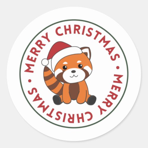 Red Panda Christmas Snow Winter Animals Pandas Cla Classic Round Sticker