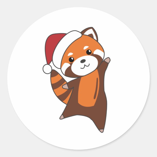 Red Panda Christmas Snow Winter Animals Pandas Classic Round Sticker (Front)