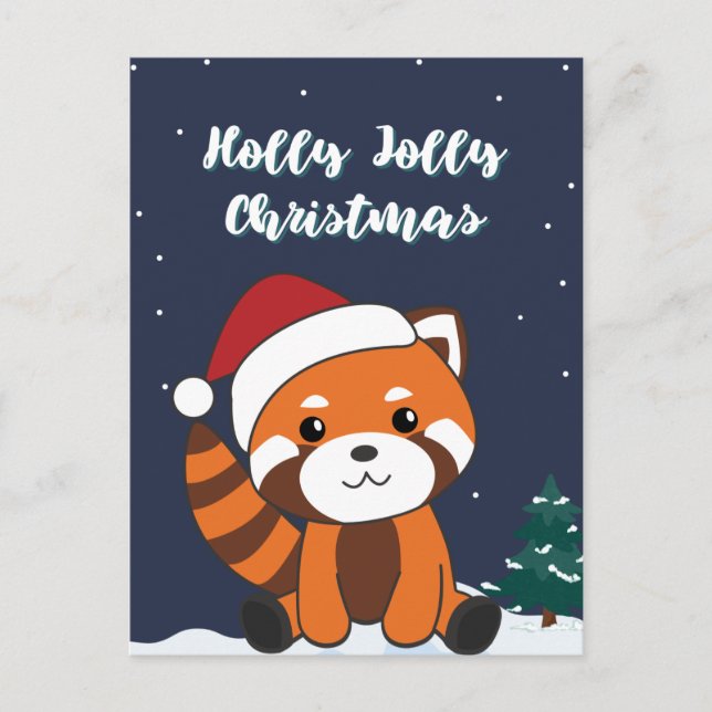 Red Panda Christmas Snow Winter Animals Pandas Hol Holiday Postcard (Front)