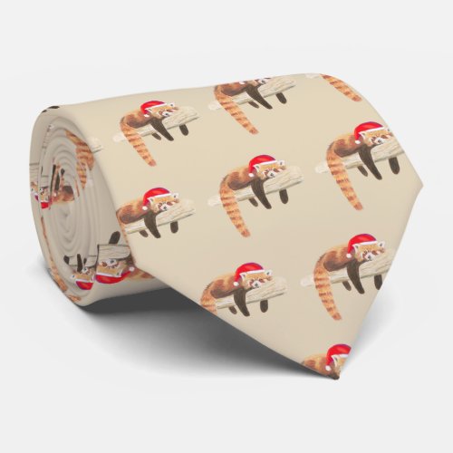 Red Panda Christmas tie for men