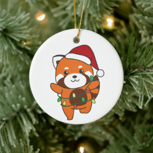 Red Panda Christmas Winter Animals Red Pandas Cera Ceramic Ornament