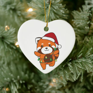 Red Panda Christmas Winter Animals Red Pandas Cera Ceramic Ornament