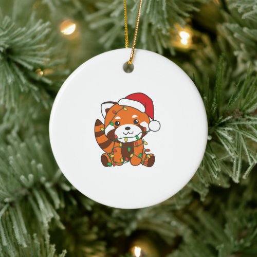 Red Panda Christmas Winter Animals Red Pandas Ceramic Ornament