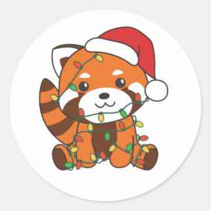 Red Panda Christmas Winter Animals Red Pandas Clas Classic Round Sticker