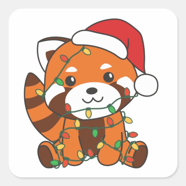 Red Panda Christmas Winter Animals Red Pandas Squa Square Sticker (Front)