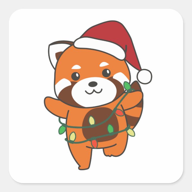 Red Panda Christmas Winter Animals Red Pandas Squa Square Sticker (Front)