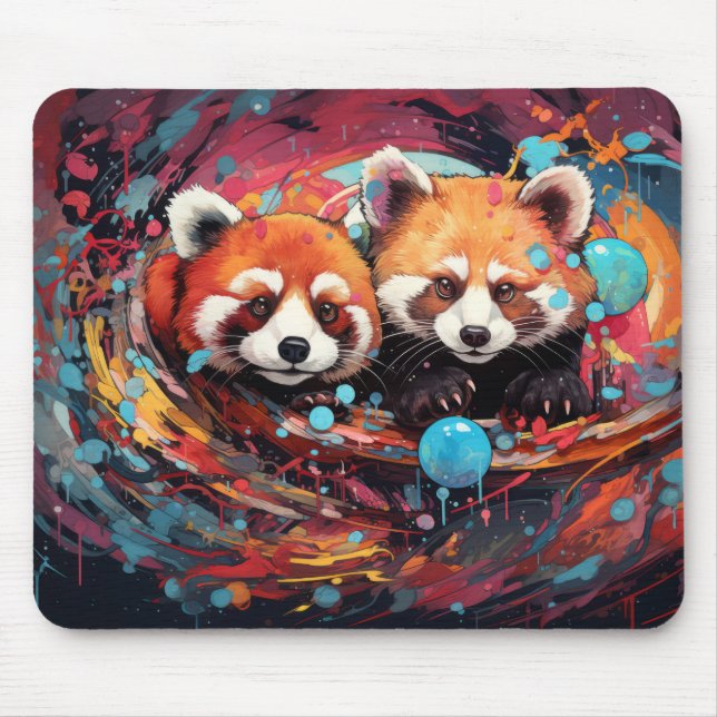 Red Panda Colorful Animal Enchanting  Mouse Pad (Front)