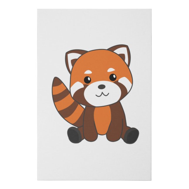 Red Panda Cute Animals For Kids Kawaii Faux Canvas Print (Front)