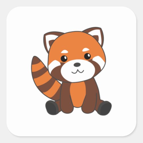 Red Panda Cute Animals For Kids Kawaii Square Sticker
