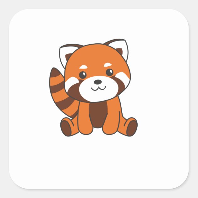 Red Panda Cute Animals For Kids Kawaii Square Sticker | Zazzle