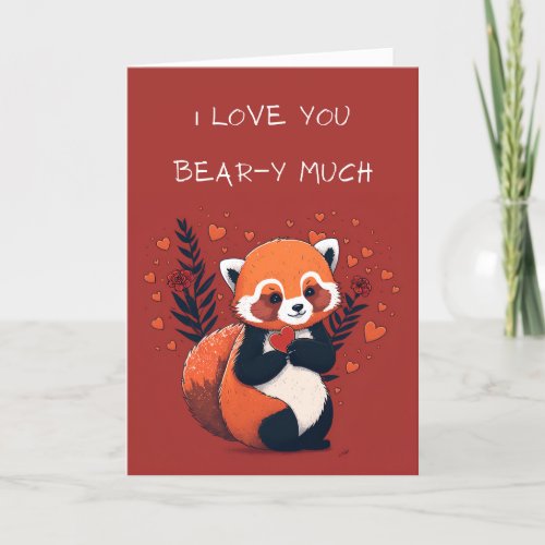 Red Panda Cute Illustrated Valentines Day Card