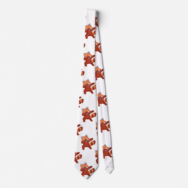 Red Panda Dabbing Neck Tie (Front)