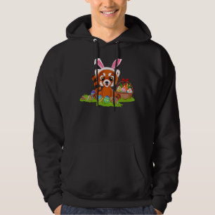Red Panda Easter Egg Hunting Bunny Red Panda Easte Hoodie