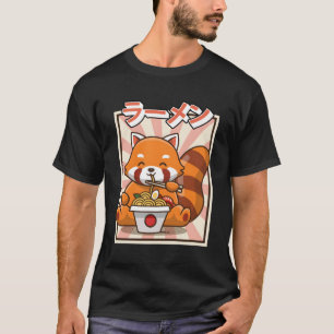 Red Panda Eating Ra Kawaii Japanese Noodles Ra T-Shirt