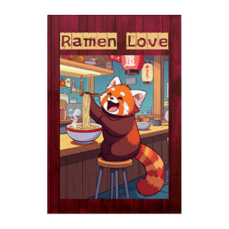 Red Panda Eating Ramen in a Japanese Noodle Bar Acrylic Print