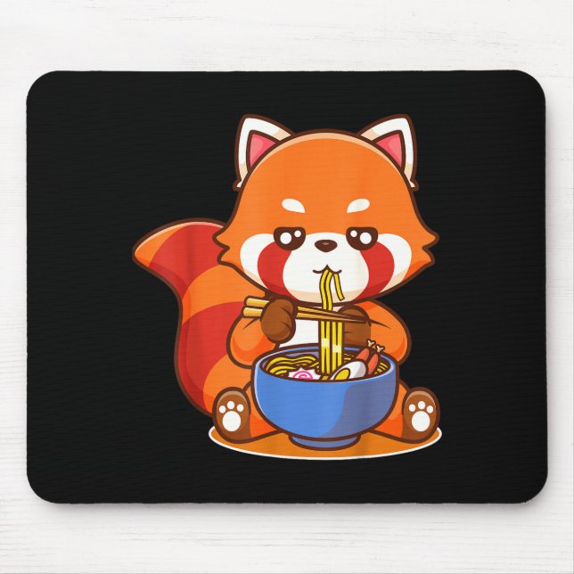 Red Panda Eating Ramen Japanese Soup Zoo Animal Zo Mouse Pad (Front)