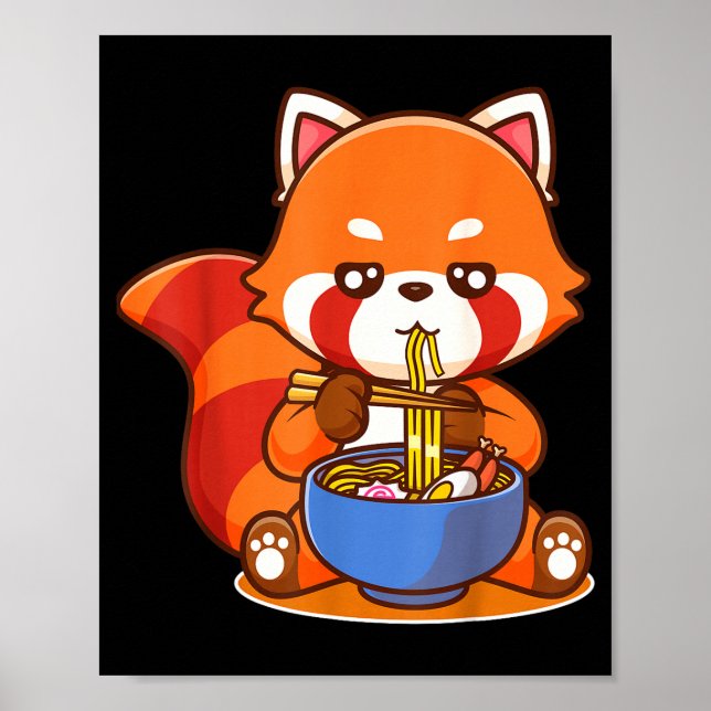 Red Panda Eating Ramen Japanese Soup Zoo Animal Zo Poster (Front)
