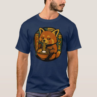 Red Panda Eating Ramen Vintage Comic Style T-Shirt