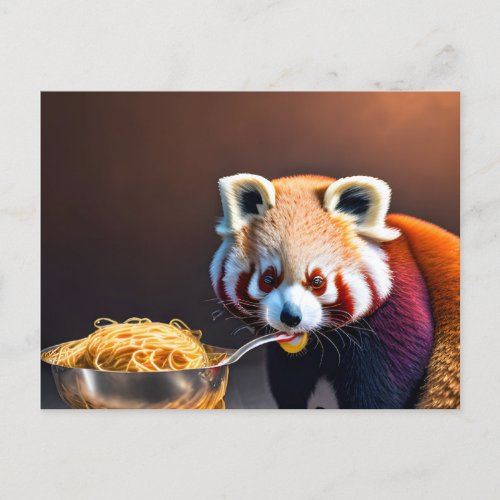 Red Panda Eating Spaghetti  Postcard