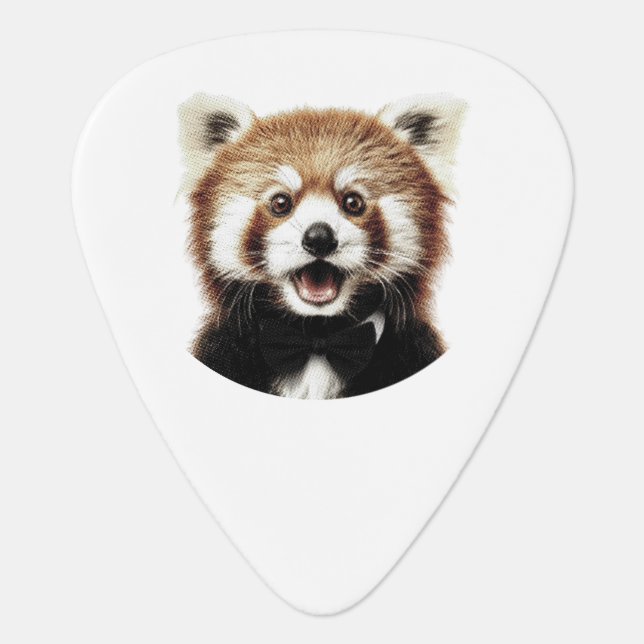 Red panda face guitar pick (Front)