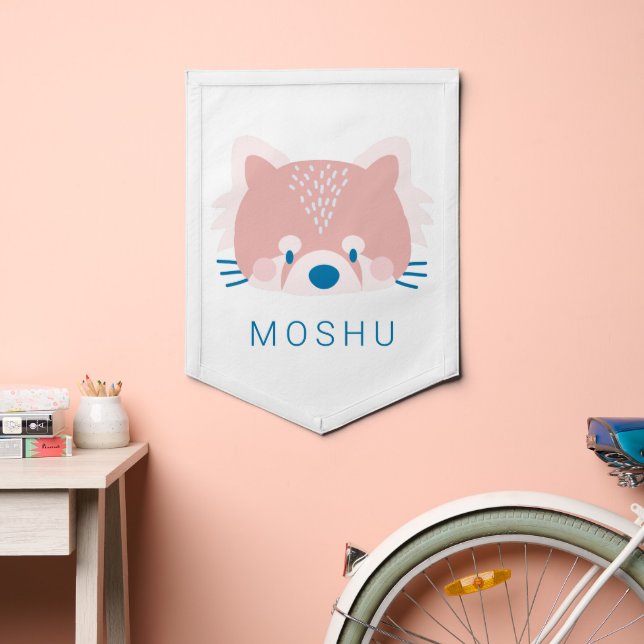 Red Panda Face Head Kids Room Nursery Pennant (Insitu 2)
