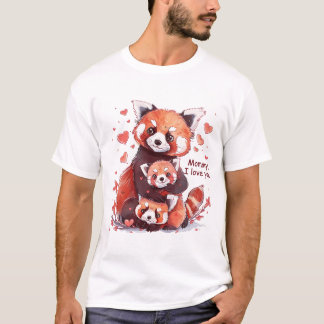Red Panda Family: Mommy, I Love You T-Shirt