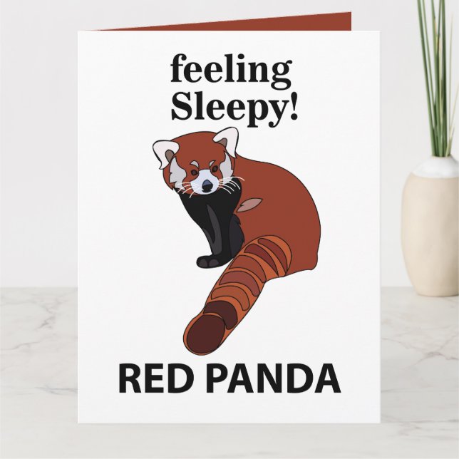 Red Panda Feeling Sleepy Funny Red Panda Card (Front)