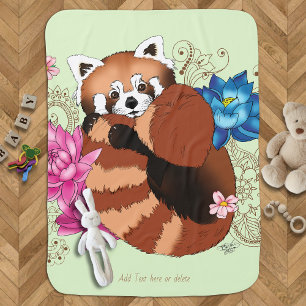 Red Panda Flowers Henna Baby Blanket