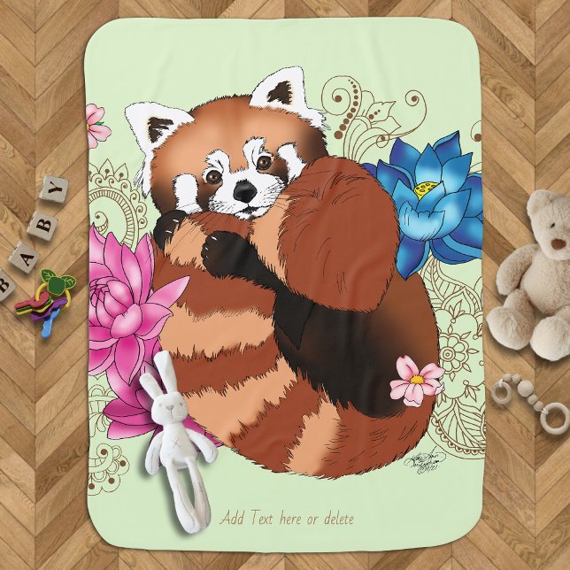Red Panda Flowers Henna Baby Blanket (Creator Uploaded)
