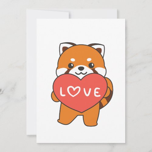 Red Panda For Valentines Day Cute Animals Heart H Holiday Card