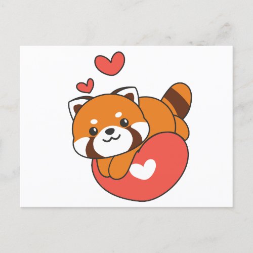 Red Panda For Valentines Day Cute Animals Heart H Holiday Postcard