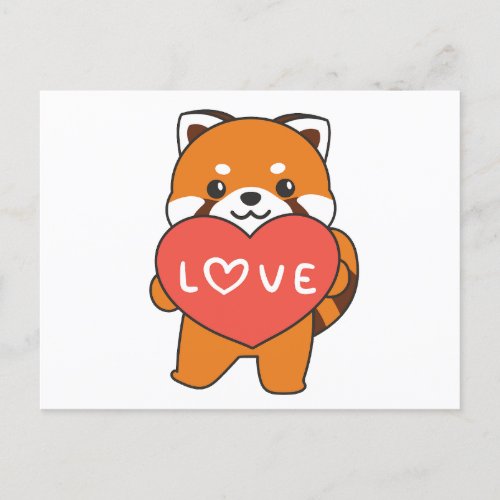 Red Panda For Valentines Day Cute Animals Heart H Holiday Postcard