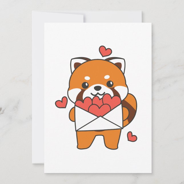 Red Panda For Valentine's Day Cute Animals Heart Holiday Card (Front)