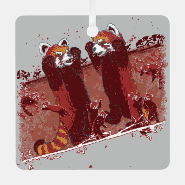 Red Panda Fury Metal Ornament (Front)