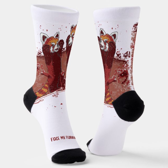 Red Panda Fury Socks (Angled)