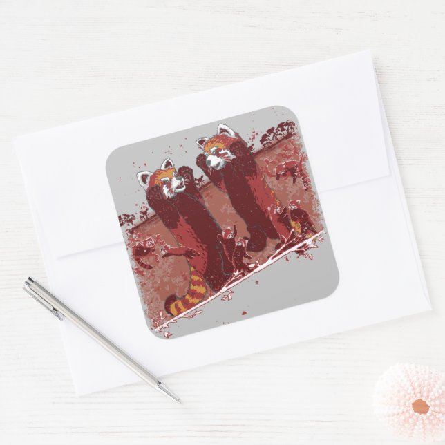 Red Panda Fury Square Sticker (Envelope)