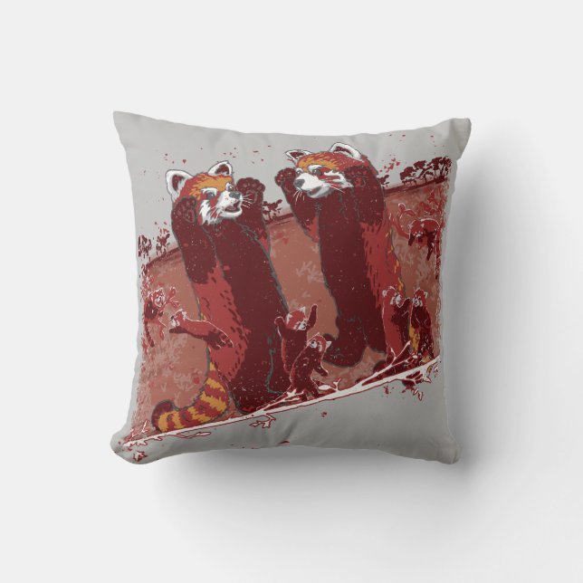 Red Panda Fury Throw Pillow (Front)