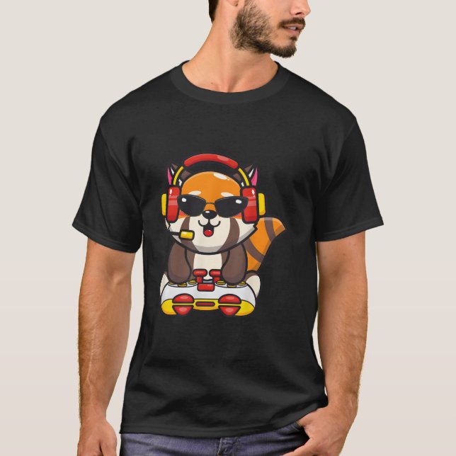 Red Panda Gamer Red Pandas Animal T-Shirt (Front)
