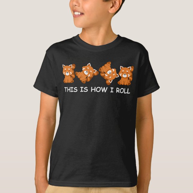 Red Panda Gift Kids This Is How I Roll T-Shirt (Front)