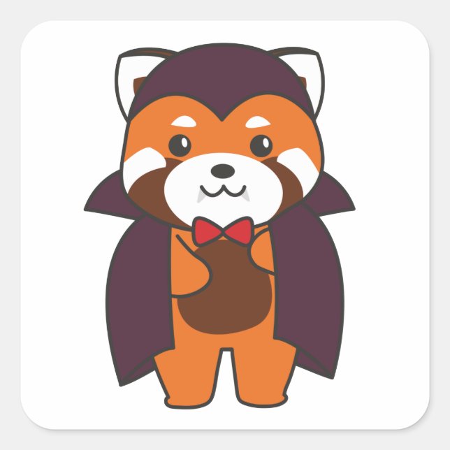Red Panda Halloween Cute Devil Vampire Costume Squ Square Sticker (Front)