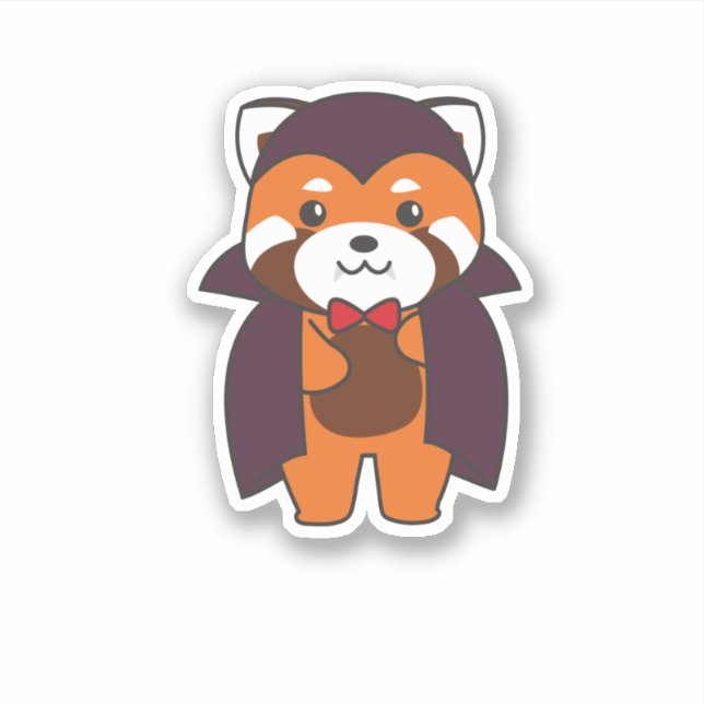 Red Panda Halloween Cute Devil Vampire Costume Sticker (Front)