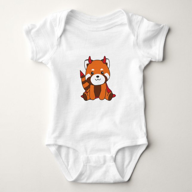 Red Panda Halloween Cute Devil Witch Costume Baby Bodysuit (Front)