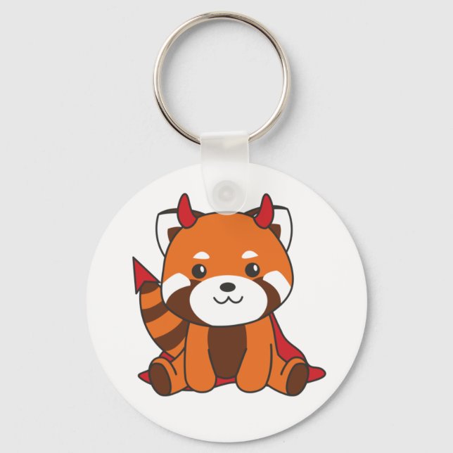 Red Panda Halloween Cute Devil Witch Costume Keych Keychain (Front)