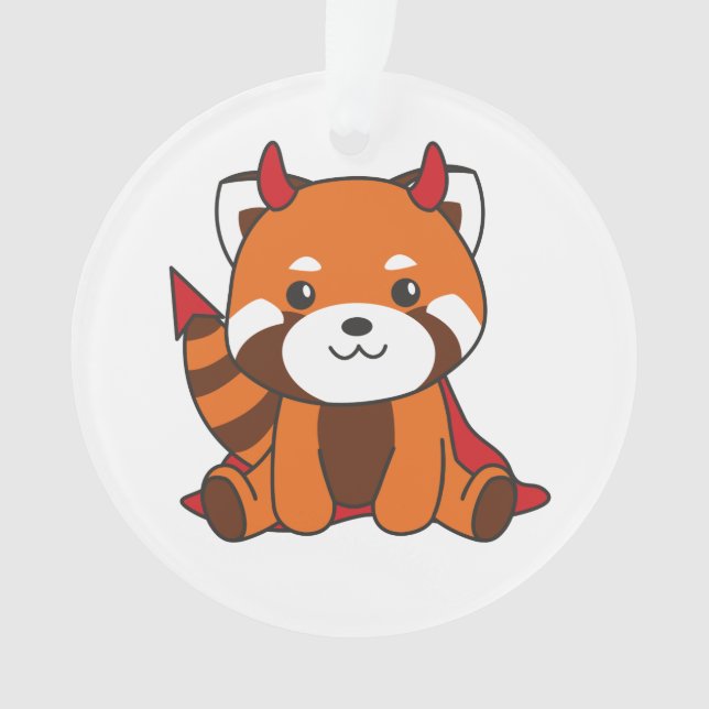 Red Panda Halloween Cute Devil Witch Costume Ornament (Front)
