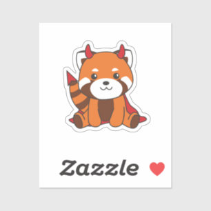 Red Panda Halloween Cute Devil Witch Costume Sticker