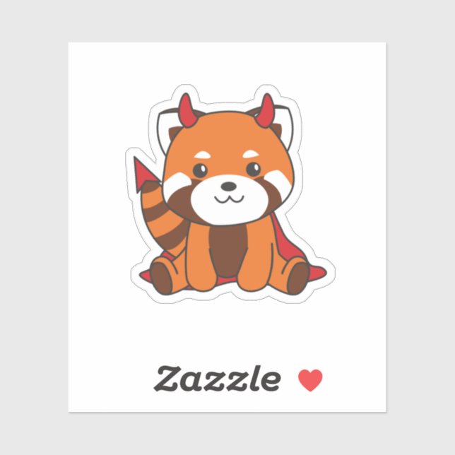 Red Panda Halloween Cute Devil Witch Costume Sticker (Sheet)