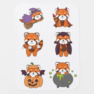 Red Panda Halloween Devil Pumpkin Vampire Costume Baby Blanket